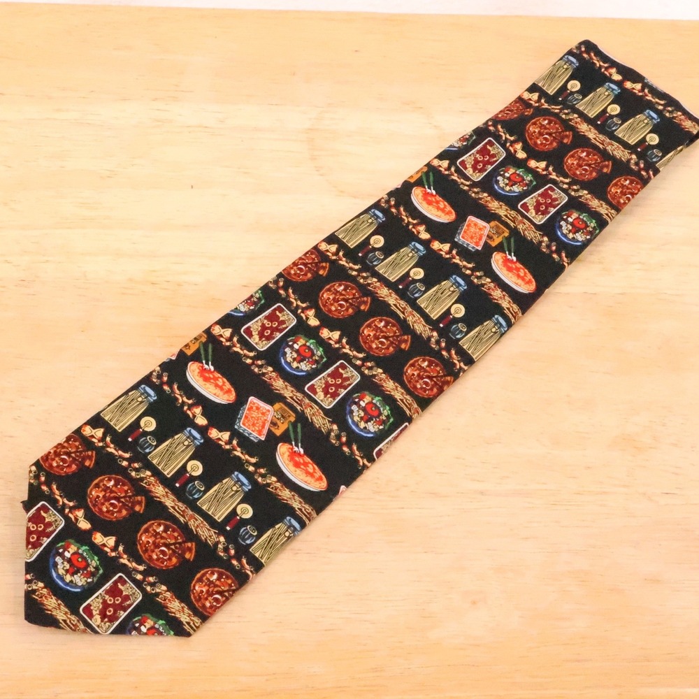 Charing Cross Italian Food Tie Mens Size 3.5 Novelty Pizza Pasta Chef Vintage